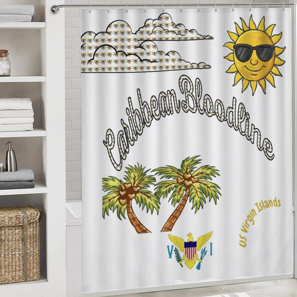 Shower Curtain Set with 3 Rugs