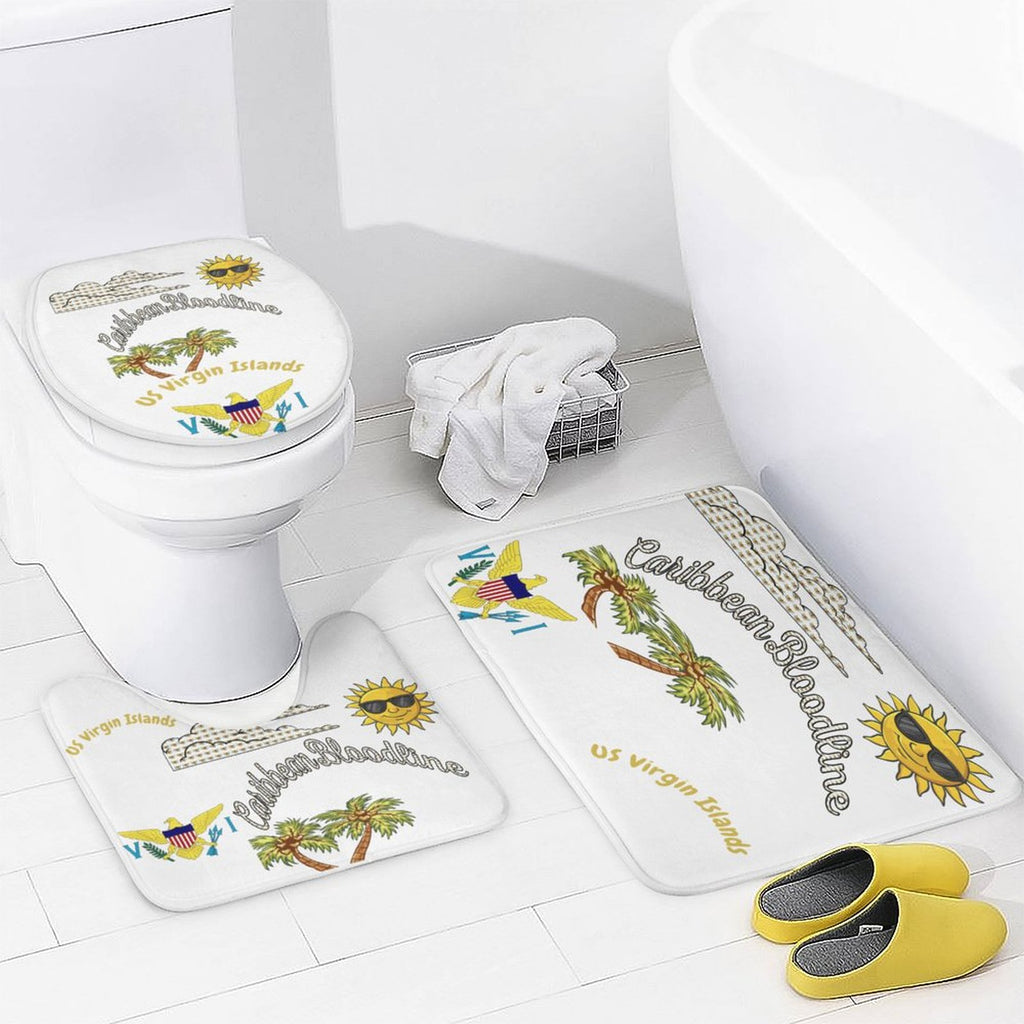 Shower Curtain Set with 3 Rugs