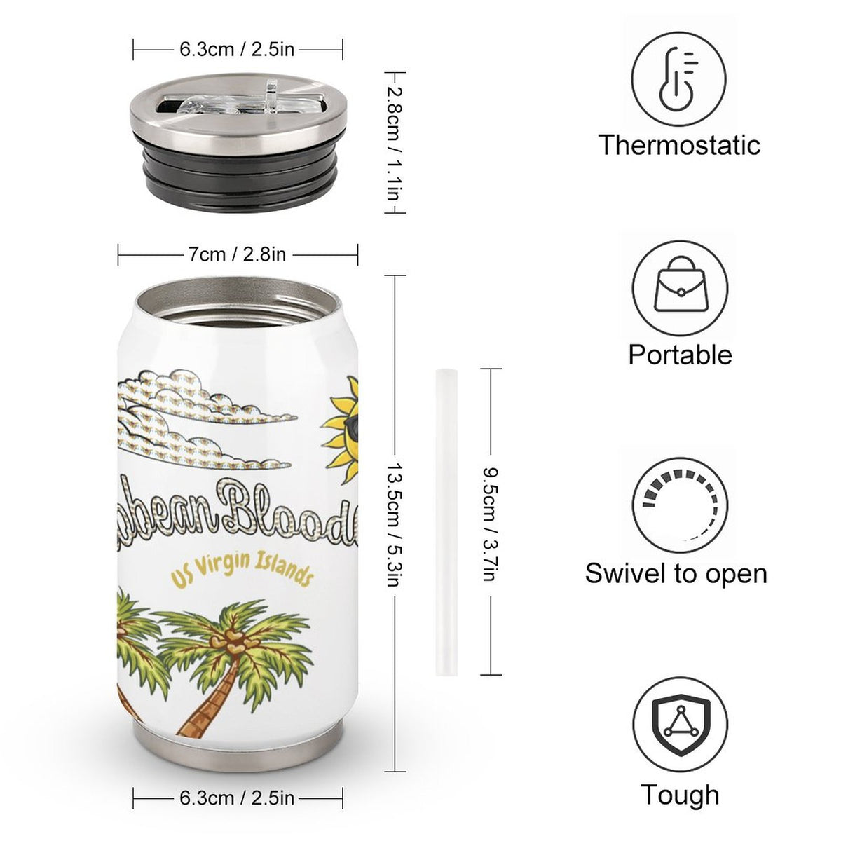 Stainless Steel Tumbler with Straw (All-Over Printing)