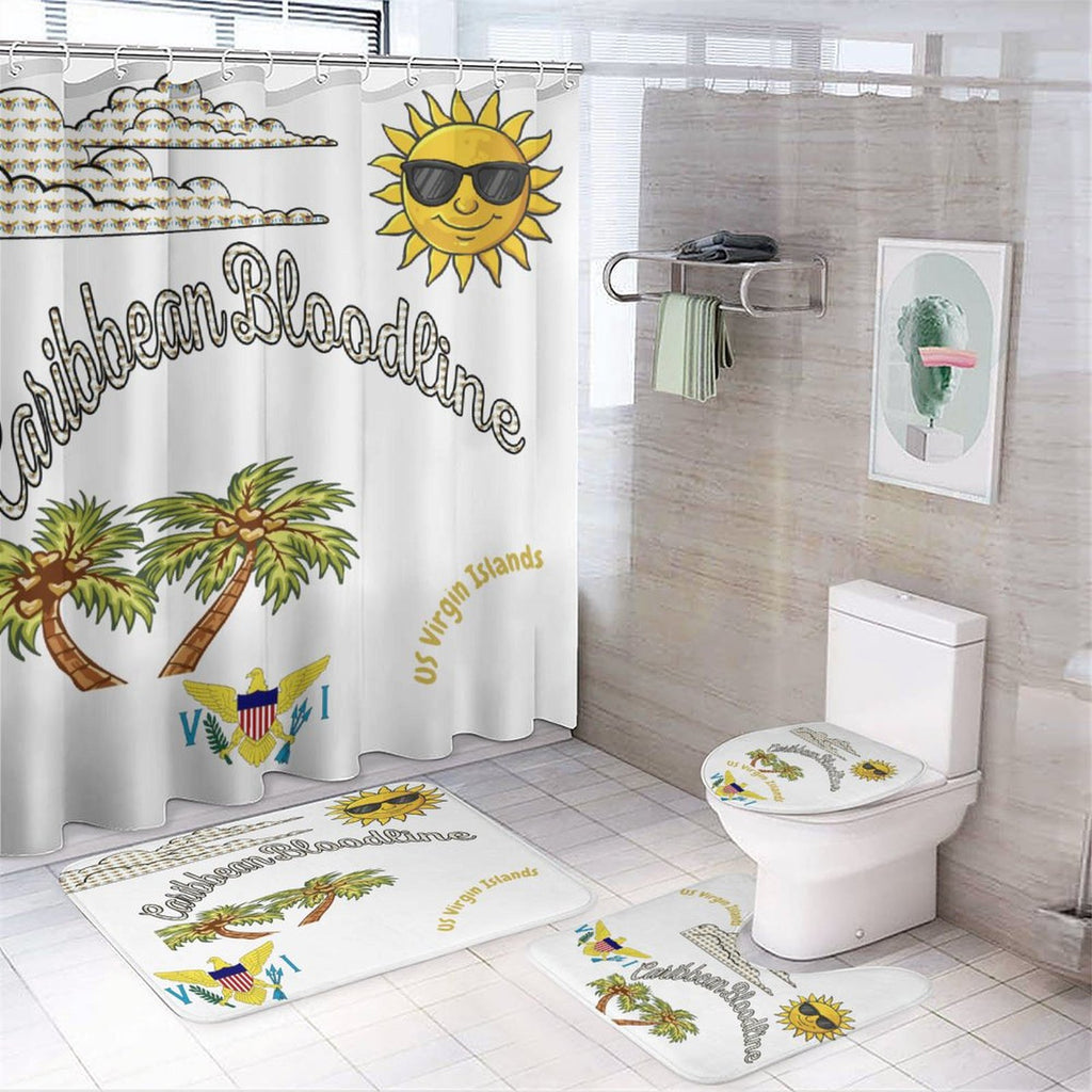 Shower Curtain Set with 3 Rugs